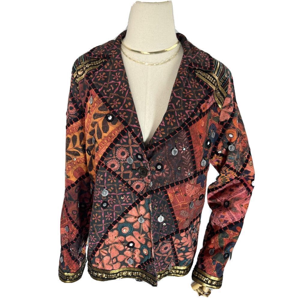Soft Surroundings Patchwork Blazer Jacket Medium … - image 2